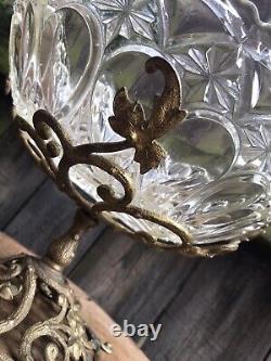 Antique arts & crafts CENTREPIECE FRUIT BOWL glass gilt metal by TOWNSEND & Co