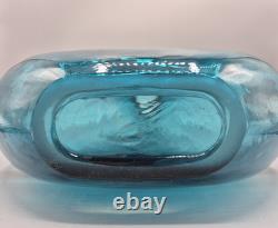 Aqua Blue Swirl Large Art Glass Vase