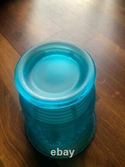 Art Deco 1920-30`S Aqua BLUE Uranium Glass Vase. Dainades & Stork Pattern