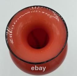 Art Deco Glass Vase Czechoslovakia Stamped On Bottom Red & Black Vase