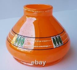 Art Deco Glass Vase, Enamel Painting, Bohemia, around 1920 K636