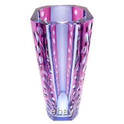Art Deco Kristall Glas Vase, Czech Crystal Glass in Moser Style Böhmen um 1930