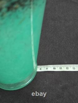 Art Deco Monart Glass Vase Green With Black & Gold Perfect Condition