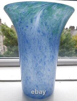 Art Deco Monart Glass Vase Shape PG Size VII Blue Green Style 4 Decor 9 inches