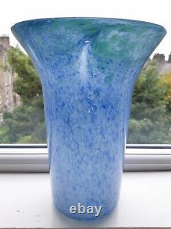 Art Deco Monart Glass Vase Shape PG Size VII Blue Green Style 4 Decor 9 inches
