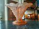 Art Deco Pink Frosted Glass Schmetterling Vase And Frog