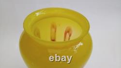 Art Deco Rindskopf Pulled Feather Yellow Glass Vase c. 1930 Bohemian Art Glass