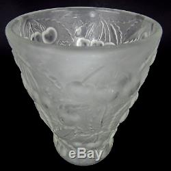 Art Deco Vase Joseph Inwald Frosted Barolac Czech Glass Cherries 1934