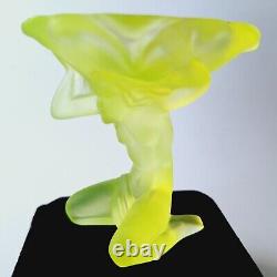 Art Deco Vaseline Uranium Glass 1930' H. Hoffmann Jewelry Small Bowl Art Glass