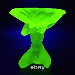 Art Deco Vaseline Uranium Glass 1930' H. Hoffmann Jewelry Small Bowl Art Glass