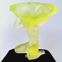 Art Deco Vaseline Uranium Glass 1930' H. Hoffmann Jewelry Small Bowl Art Glass