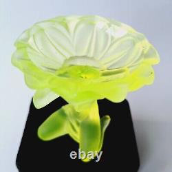 Art Deco Vaseline Uranium Glass 1930' H. Hoffmann Jewelry Small Bowl Art Glass