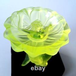 Art Deco Vaseline Uranium Glass 1930' H. Hoffmann Jewelry Small Bowl Art Glass