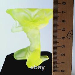 Art Deco Vaseline Uranium Glass 1930' H. Hoffmann Jewelry Small Bowl Art Glass