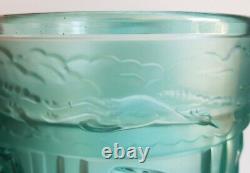 Art Deco Veryls Aqua Uranium Glass Vase. Dainades And Stork Pattern. C. 1920s