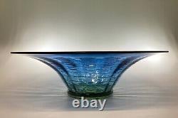 Art Deco Whitefriars Threaded Glass Bowl No. 8266 Dia 13 Blue & Yellow