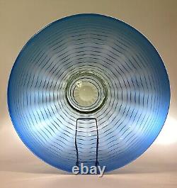 Art Deco Whitefriars Threaded Glass Bowl No. 8266 Dia 13 Blue & Yellow