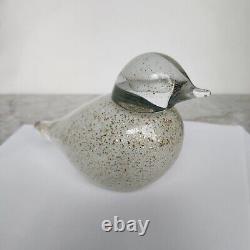 Art Glass Bird Clear w Gold Specks Studio A Granilla Galleries Paperweight