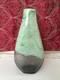 Art Glass Cased Green Marble Effect & Crackle Glass Vase 11.75 Inch