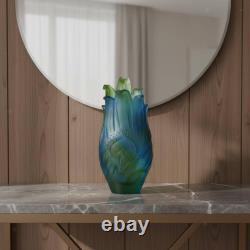 Art Glass Lavender Vase Leaf Relief Sculpture Elegant Vase for Luxury Home
