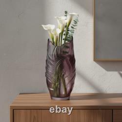 Art Glass Lavender Vase Leaf Relief Sculpture Elegant Vase for Luxury Home