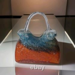Art Glass Murano Style Purse Bag Vase Stunning Colours In Excellent Condition
