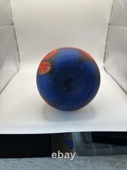 Art Glass Russian Artist E ZAREH Baijan Art Glass VASE VESSEL Red And Blue