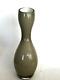 Art Glass Smoke Gray Cased Vase Slanted Rim Double Bulb 14 Tall Top199