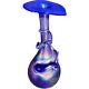 Art Glass Vase Iridescent Blue With Vine Motif