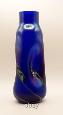 Art Nouvea Josef Rindskopf Söhne Art Glass Iridescent Pinched Marbled VASE 8.35
