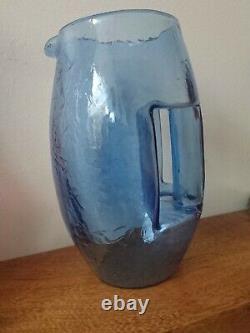 Art Nouveau 1905 Koloman Moser Kristall Krocodil Blue Crystal Glass Jug Vase