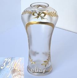 Art Nouveau Glass Vase, Enamel Painting, Numbered, around 1910 P499