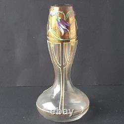 Art Nouveau Glass Vase, Enamel Painting, around 1910 O384