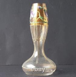 Art Nouveau Glass Vase, Enamel Painting, around 1910 O384