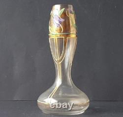 Art Nouveau Glass Vase, Enamel Painting, around 1910 O384