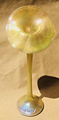 Art Nouveau Quezal 12.5 Art Glass Trumpet Vase