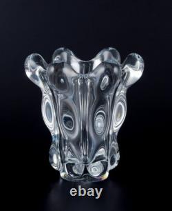 Art Vannes, France. Art glass vase in crystal. Art Deco. Clear glass