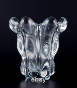 Art Vannes, France. Art glass vase in crystal. Art Deco. Clear glass