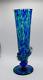 Art Glass Renate Sea Blue & Green 3d Glass Wrap Vase 9 Tall