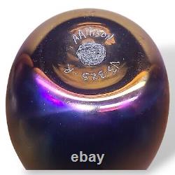 Arthur Allison Blown Iridescent Art Glass Vase Signed 5.75