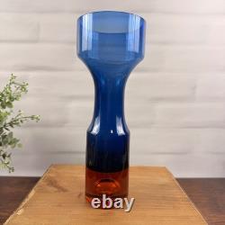 Aseda B5/610-B Bo Borgstrom Swedish Art Glass Vase Blue Orange MCM