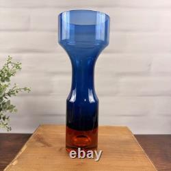 Aseda B5/610-B Bo Borgstrom Swedish Art Glass Vase Blue Orange MCM