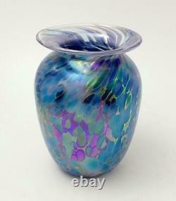 Australian Iridescent Glass Vase Signed Glen Pattrick 1995 Handmade Studio Art