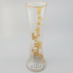 BACCARAT Antique French Crystal Flower Vase Art Nouveau Gold Gilt Enamel Thistle