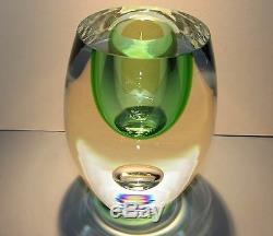 BERANEK Studio Art Glass Crystal Vase Green Hand Blown Czech Bohemia Bohemian