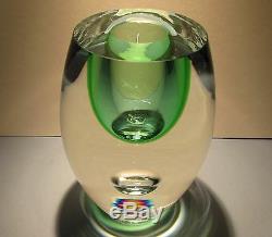 BERANEK Studio Art Glass Crystal Vase Green Hand Blown Czech Bohemia Bohemian