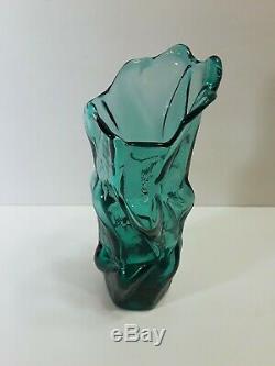 BLENKO ART GLASS Aqua Vase #609 Wayne Husted SIGNED Mid-Century Modern VTG 1959