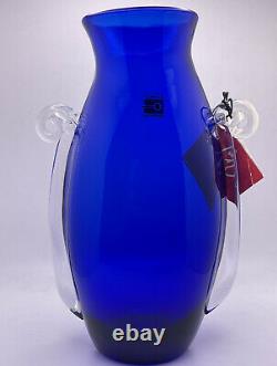 BLENKO Millenium Sapphire Blue Art Glass Vase -SIGNED