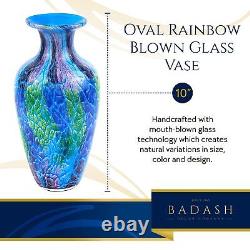 Badash Firestorm Murano-Style Art Glass Vase 10 Tall Decorative Mouth-Blow