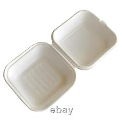 Bagasse Sugarcane Burger Boxes 6 x 6 Inch Food Box Clamshell Lunch Box